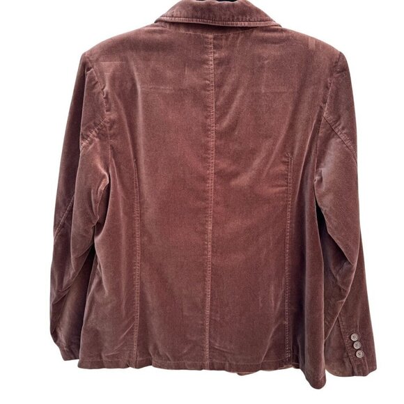 Denim & Co. Vintage Womens Brown Velvet Casual Western Two Button Blazer Jacket - Picture 7 of 9